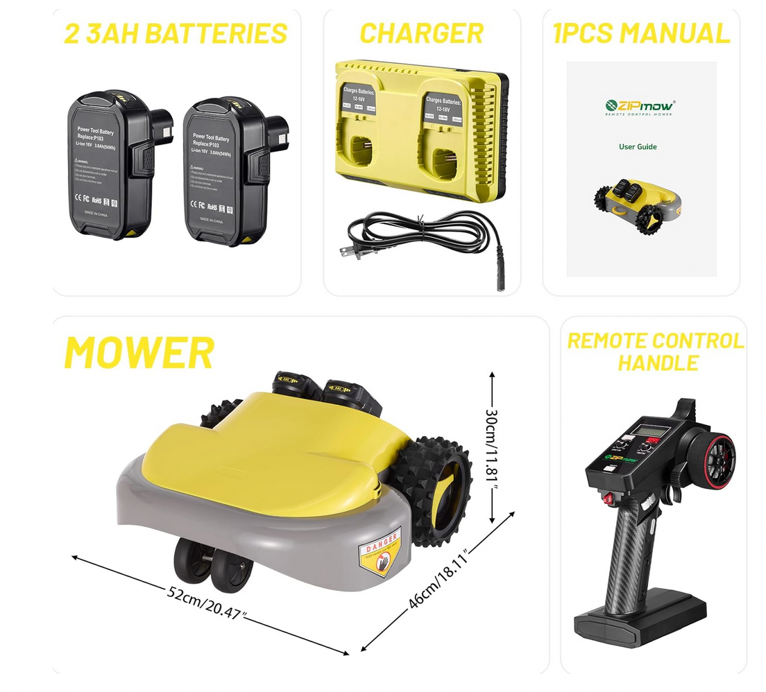 AAAS Fundraiser -- Remote Control Lawn Mower, Battery Powered Rc Lawn Mower, Cut Height 2.0"-3.0", 40% Slope, Remote Control with Adjustable Speeds, 100% Electric All-Wheel Drive